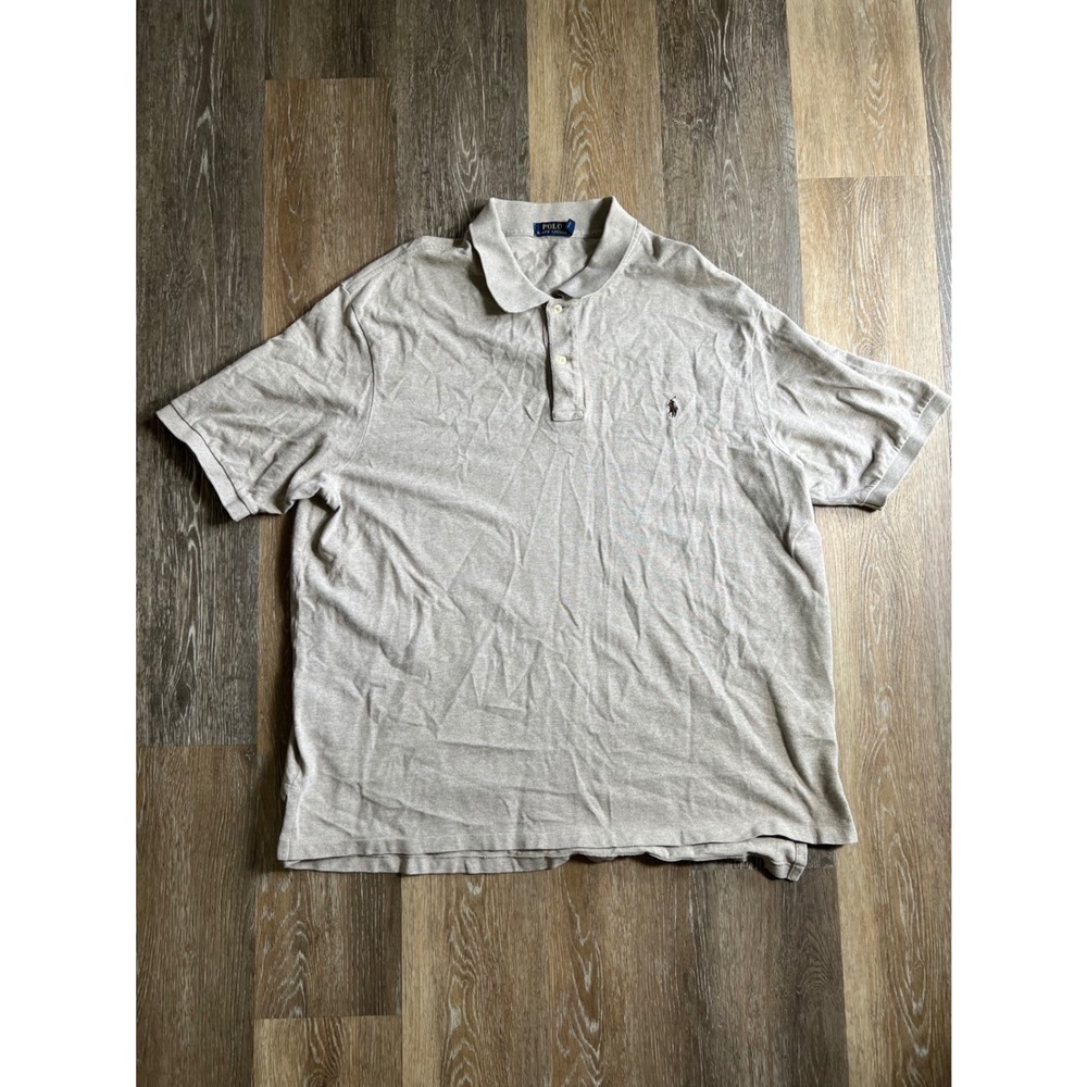 Polo Ralph Lauren Polo Shirt Mens 3XB Tan Good Short Sleeve Pony Logo Big & Tall